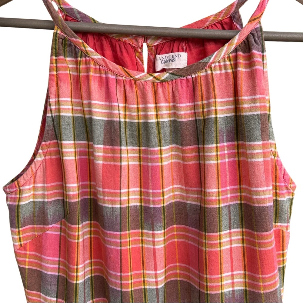 Lands' End Madras Sundress - fully lined, 100% cotton, has pockets! - Picture 3 of 14